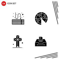 Collection of 4 Vector Icons in solid style Pixle Perfect Glyph Symbols for Web and Mobile Solid Icon Signs on White Background 4 Icons