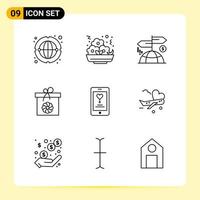 9 Creative Icons for Modern website design and responsive mobile apps 9 Outline Symbols Signs on White Background 9 Icon Pack vector