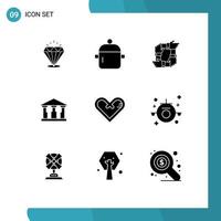 9 Universal Solid Glyph Signs Symbols of mony bank kitchenware team hands Editable Vector Design Elements