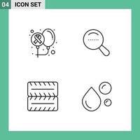 Set of 4 Vector Filledline Flat Colors on Grid for balloons vehicles health search fish oil Editable Vector Design Elements