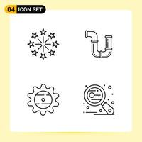 4 Creative Icons for Modern website design and responsive mobile apps 4 Outline Symbols Signs on White Background 4 Icon Pack vector