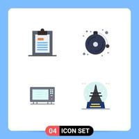 4 Thematic Vector Flat Icons and Editable Symbols of clipboard home page bell oven Editable Vector Design Elements