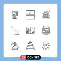 9 Thematic Vector Outlines and Editable Symbols of u arrow editing list checklist Editable Vector Design Elements