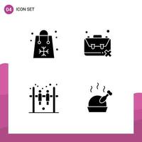 Universal Icon Symbols Group of 4 Modern Solid Glyphs of christmas unemployment holidays jobless game Editable Vector Design Elements