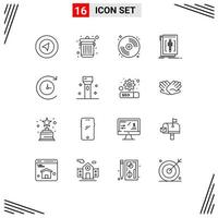 16 User Interface Outline Pack of modern Signs and Symbols of devices backup arts program editor Editable Vector Design Elements