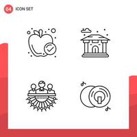 Pack of 4 Universal Outline Icons for Print Media on White Background vector