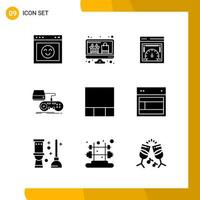 9 Icon Set Solid Style Icon Pack Glyph Symbols isolated on White Backgound for Responsive Website Designing vector