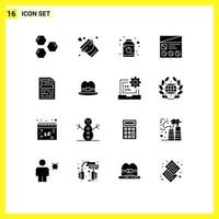 Modern Set of 16 Solid Glyphs and symbols such as file ui tool prototype fi Editable Vector Design Elements