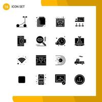 Pack of 16 creative Solid Glyphs of shopping online web mobile leadership Editable Vector Design Elements