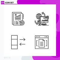 Line Icon set Pack of 4 Outline Icons isolated on White Background for Web Print and Mobile vector