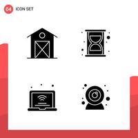 Pack of 4 Universal Glyph Icons for Print Media on White Background vector