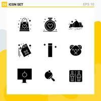 Pictogram Set of 9 Simple Solid Glyphs of waste gas medical can mountain Editable Vector Design Elements