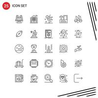 Set of 25 Commercial Lines pack for clippers wifi cocktail signal router Editable Vector Design Elements