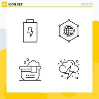 Collection of 4 Universal Line Icons Icon Set for Web and Mobile vector