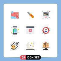 Pictogram Set of 9 Simple Flat Colors of interface communication photography payment internet banking Editable Vector Design Elements