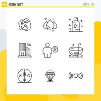 Pack of 9 creative Outlines of description avatar protection real estate building Editable Vector Design Elements