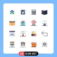 Mobile Interface Flat Color Set of 16 Pictograms of box ribbon play calculator video media Editable Pack of Creative Vector Design Elements