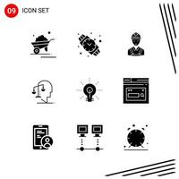 Collection of 9 Vector Icons in solid style Pixle Perfect Glyph Symbols for Web and Mobile Solid Icon Signs on White Background 9 Icons