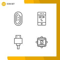 4 Icon Set Line Style Icon Pack Outline Symbols isolated on White Backgound for Responsive Website Designing vector