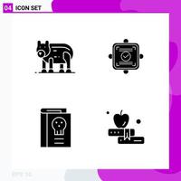 Solid Icon set Pack of 4 Glyph Icons isolated on White Background for Web Print and Mobile vector