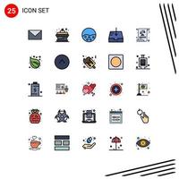 25 Universal Filled line Flat Colors Set for Web and Mobile Applications equality receive pigment mailbox skin protection Editable Vector Design Elements