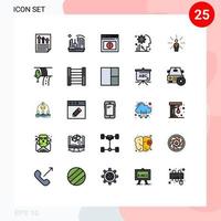 Set of 25 Modern UI Icons Symbols Signs for gear user dome mind web Editable Vector Design Elements