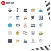 Pack of 25 Modern Flat Colors Signs and Symbols for Web Print Media such as toolkit construction watch box medicine Editable Vector Design Elements