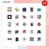 paquete de 25 modernos signos y símbolos de colores planos de línea rellena para medios de impresión web, como la construcción de celebraciones de ingeniería empresarial, nuevos elementos de diseño de vectores editables
