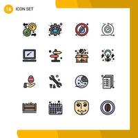 Universal Icon Symbols Group of 16 Modern Flat Color Filled Lines of device computer no iteration development Editable Creative Vector Design Elements