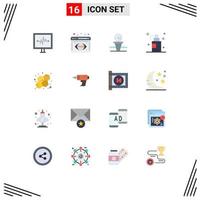 conjunto de 16 iconos modernos de la interfaz de usuario símbolos signos para la ciencia atom tribunal sala gel paquete editable de elementos de diseño de vectores creativos