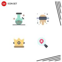 Modern Set of 4 Flat Icons Pictograph of demo flask mardi gras kitchen best search Editable Vector Design Elements