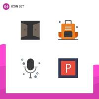 4 Flat Icon concept for Websites Mobile and Apps buildings school bag home backpacking media Editable Vector Design Elements