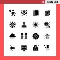 16 Icon Pack Solid Style Glyph Symbols on White Background Simple Signs for general designing vector