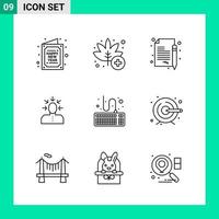 Pack of 9 Line Style Icon Set Outline Symbols for print Creative Signs Isolated on White Background 9 Icon Set vector