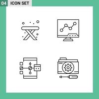 Pictogram Set of 4 Simple Filledline Flat Colors of camping develop analytic screen flowchart Editable Vector Design Elements