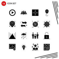 Collection of 16 Vector Icons in solid style Pixle Perfect Glyph Symbols for Web and Mobile Solid Icon Signs on White Background 16 Icons