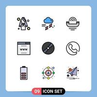 Modern Set of 9 Filledline Flat Colors and symbols such as seo internet rainy telephone productivity Editable Vector Design Elements