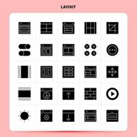 Solid 25 Layout Icon set Vector Glyph Style Design Black Icons Set Web and Mobile Business ideas design Vector Illustration