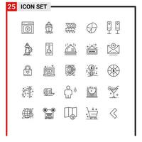 Set of 25 Modern UI Icons Symbols Signs for appliances pie garland graph diagram Editable Vector Design Elements