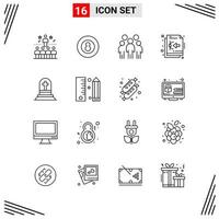 16 Icons Line Style Grid Based Creative Outline Symbols for Website Design Simple Line Icon Signs Isolated on White Background 16 Icon Set vector