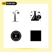 4 User Interface Solid Glyph Pack of modern Signs and Symbols of lights business smart experiment money Editable Vector Design Elements