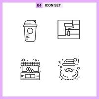 4 Icons in Line Style Outline Symbols on White Background Creative Vector Signs for Web mobile and Print