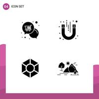 Solid Glyph Pack of 4 Universal Symbols of mail expanse shop magnet crypto Editable Vector Design Elements