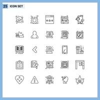 25 Line concept for Websites Mobile and Apps bullhorn mail engine email search Editable Vector Design Elements
