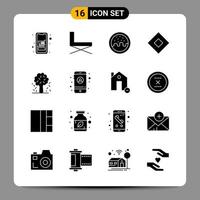 16 Black Icon Pack Glyph Symbols Signs for Responsive designs on white background 16 Icons Set vector