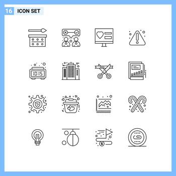 conjunto de 16 paquetes de esquemas comerciales para aviso de alarma error de trabajo en equipo elementos de diseño vectorial editables web vector