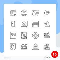 Pack of 16 creative Outlines of android smart phone feedback phone schooling Editable Vector Design Elements