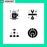 Pack of 4 Solid Style Icon Set Glyph Symbols for print Creative Signs Isolated on White Background 4 Icon Set vector