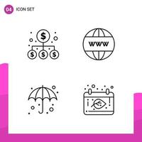 Outline Icon set Pack of 4 Line Icons isolated on White Background for responsive Website Design Print and Mobile Applications vector