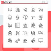 Editable Vector Line Pack of 25 Simple Lines of cancel puncher bag perforator search Editable Vector Design Elements